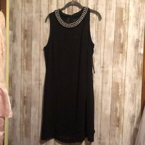 SLNY Pearl Collar Shift Dress